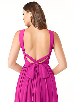 Azazie Dionne Bridesmaid Dresses Fuchsia A-Line Corset Chiffon Dress image3