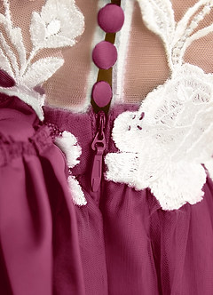 Azazie Sundae Blumenmädchenkleider Ballkleid Spitze Kleid Maulbeerrot image8