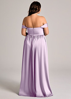 Azazie Calianna Bridesmaid Dresses Frosted Lilac A-Line Off the Shoulder Stretch Satin Convertible Dress image7
