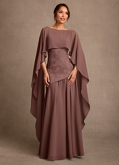 Azazie Flossie Mère de la mariée Robes Robe Trapèze en Mousseline de soie Plissée Expresso image1