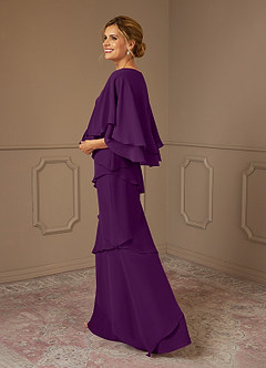 Azazie OHara Mother of the Bride Dresses Grape A-Line V-Neck Chiffon Dress image2