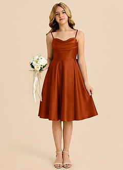 Azazie Bear Junior Paprika A-Line Sweetheart Neckline Stretch Satin Dress image6