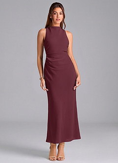 Azazie Evadne Abiti da Damigella Abito Tubino in Chiffon Plissettato Cabernet image3