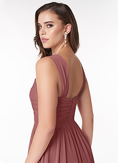 Azazie Zapheira Bridesmaid Dresses Amethyst A-Line Ruched Chiffon Dress image6