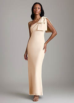 Azazie Yuanna Bridesmaid Dresses White Alabaster Mermaid One Shoulder Chiffon Dress image1