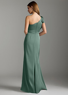 Azazie Rinna Bridesmaid Dresses Eucalyptus Mermaid Ruched Stretch Satin Dress image8