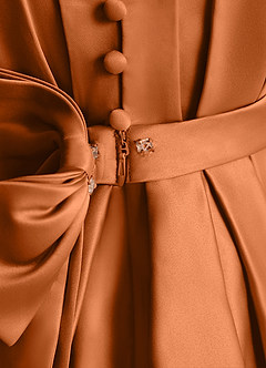 Azazie Miriam vestidos de niña de las flores Vestido de Cobre de Satin Mate de Princesa con Plisado image10