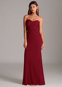 Azazie Katelyn Bridesmaid Dresses Burgundy Sheath Strapless Mesh Convertible Dress image6