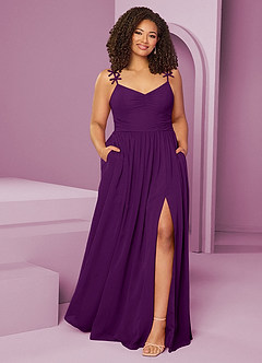 Barbie ♥ Azazie Jurken voor bruidsmeisjes Jurk van Chiffon met A-Lijn Geplooid Druif image8