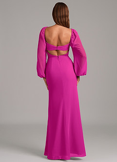 Azazie Brixley Bridesmaid Dresses Fuchsia Mermaid Long Sleeve Chiffon Dress image2
