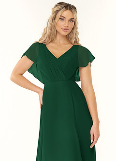 Azazie Rylee Bridesmaid Dresses Dark Green A-Line Pleated Chiffon Dress image5