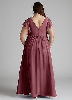 Azazie Zella Bridesmaid Dresses Desert Rose A-Line Lace Chiffon Dress image10