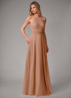 Azazie Amalia Brautjungfernkleider A-Linie Plissee Chiffon Kleid Champagner Rosa image5