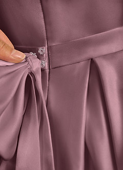 Azazie Pearl Flower Girl Dresses Vintage Mauve Ball-Gown Pleated Matte Satin Dress image9