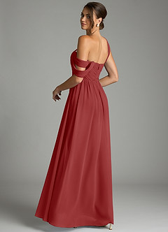 Azazie Kassandra Abiti da Damigella Abito A-Line in Chiffon a Spalla Scoperta Ruggine image6