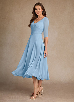 Azazie Durant Mother of the Bride Dresses Powder Blue A-Line Pleated Chiffon Dress image1