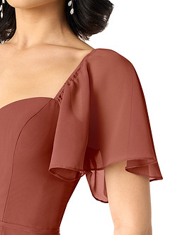 Azazie Chloe Abiti da Damigella Abito A-Line in Chiffon Scollo a Cuore Auburn image6
