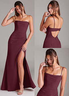 Azazie Leonis Bridesmaid Dresses Cabernet Sheath Strapless Chiffon Convertible Dress image9