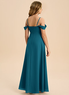 Azazie Anselie Junior Ink Blue A-Line Off the Shoulder Chiffon Dress image2