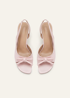front Handcrafted Bow Open Toe Slingback Heels