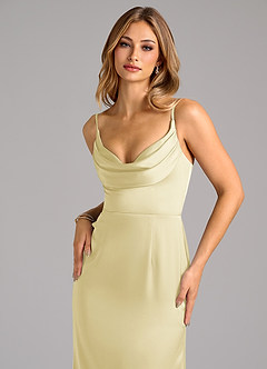 Azazie Aimee Brudtärnklänningar Klä av A-Linje i Stretch Satin Älskling Halsringning Citronsorbet image5