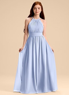 Azazie Malone Junior A-Linie Plissee Chiffon Kleid Eis image1