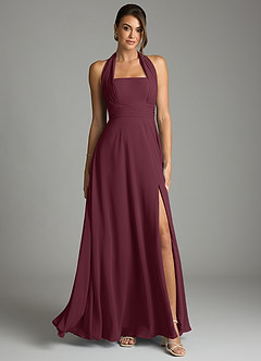 Azazie Tamira Bridesmaid Dresses Cabernet A-Line Pleated Chiffon Convertible Dress image1