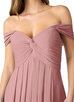 Azazie Kaitlynn Bridesmaid Dresses Dusty Rose Empire Ruched Chiffon Convertible Dress image5