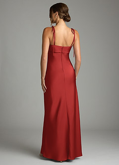 Azazie Ellia Robes de demoiselle d'honneur Robe Fourreau en Satin extensible Arc Grenade image5