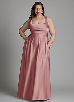 Azazie Azaria Bridesmaid Dresses Dusty Rose A-Line Corset Stretch Satin Dress image7