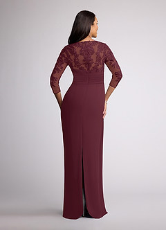 Azazie Joan Final Sale Cabernet Sheath V-Neck Lace Chiffon Dress image4