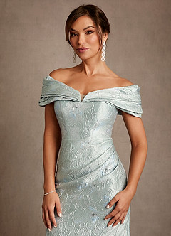 Azazie Adrian vestidos de madre de la novia Vestido de Jacquard De Agave de Jacquard Floral de Corte Recto con Vestidos sin tirantes image5