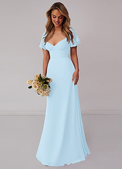 Barbie ♥ Azazie Bridesmaid Dresses Sky Blue A-Line Pleated Chiffon Dress image6