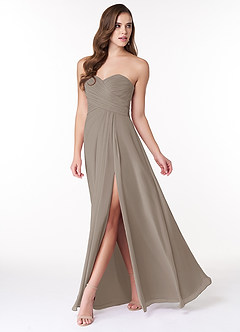 Azazie Arabella Allure Abiti da Damigella Abito Convertibile A-Line in Chiffon Scollo a Cuore Taupe image3