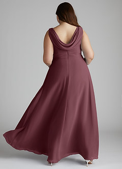 Azazie Karina Bridesmaid Dresses Sangria A-Line Pleated Chiffon Dress image18