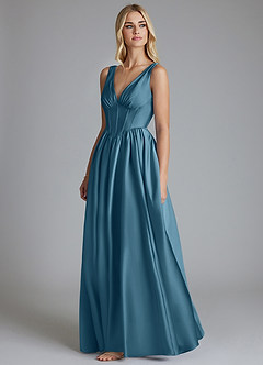 Azazie Delmie Vestidos de damas de honor Vestido de Bermudas de Satén Elástico de Corte en A con Corsé image4