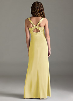 Azazie Mero Junior Lemon Sorbet Mermaid Pleated Stretch Satin Dress image5
