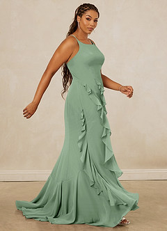 Christian Siriano Bridal for Azazie 1006 Brautjungfernkleider Meerjungfrau-Linie Gestreift Chiffon Kleid Matcha image13