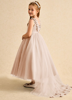 Azazie Lorita Flower Girl Dresses English Rose A-Line Beaded Tulle Dress image3