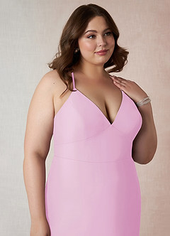 Azazie Becca Abiti da Damigella Abito Tubino in Chiffon con Scollo a V Rosa Confetto image12