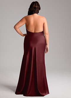 Azazie Lorena Bridesmaid Dresses Cabernet Mermaid Pleated Stretch Satin Dress image8