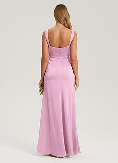 Azazie Frostine Bridesmaid Dresses Candy Pink A-Line Bow Stretch Satin Dress image2