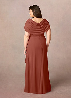 Azazie Mary Mother of the Bride Dresses Auburn A-Line Side Slit Chiffon Dress image10