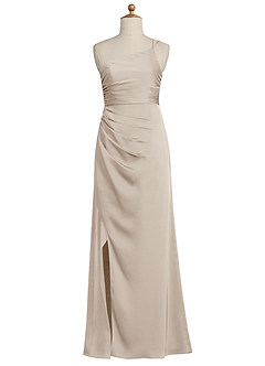 Azazie Eren Junior Frost Sheath Pleated Stretch Satin Dress image8