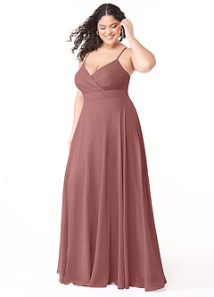 Azazie Avelina Bridesmaid Dresses Desert Rose A-Line V-Neck Pleated Chiffon Dress image8