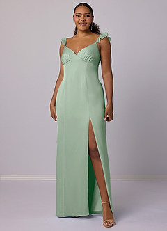 Barbie ♥ Azazie Bridesmaid Dresses Agave Sheath Stretch Satin Dress image9