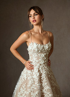 Azazie Alyson Abiti da Sposa Abito Principessa in Pizzo Diamante Bianco Nudo image6