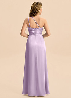 Azazie Eren Junior Frosted Lilac Sheath Pleated Stretch Satin Dress image5