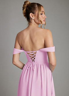 Azazie Caterina Bridesmaid Dresses Candy Pink A-Line Corset Chiffon Dress image7