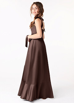 Azazie Barbara Junior Ganache A-Line Bow Stretch Satin Dress image2